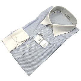 Autre Marque Fabio Inghirami 90s Vintage Herren Hemd Hellblau Banker Stripe Größe 39/15.5