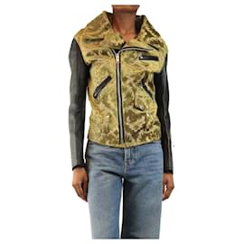 Giacca in finta pelle jacquard nera e verde - taglia XS - Junya Watanabe