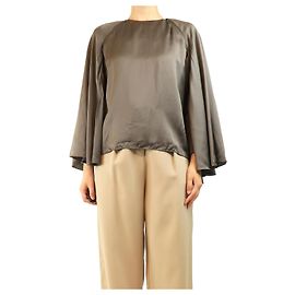 Lanvin Camicia a mantella in seta grigia - taglia UK 8