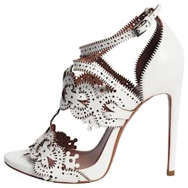 Weiße Leder-High Heels mit Laserschnitt - Größe EU 38.5 (UK 5.5) - Alaïa