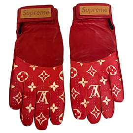 Louis Vuitton x Supreme Monogram Lederhandschuhe Rot