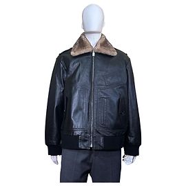 Coach Leder-Bomberjacke mit Shearling-Kragen