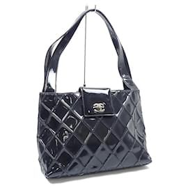 Chanel Tote Tasche aus schwarzem Lackleder