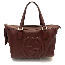 Borsa tote Gucci Soho in pelle bordeaux