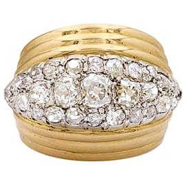 Autre Marque Vintage-Ring aus Roségold, Platin und Diamanten, antike Größe.