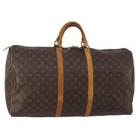 LOUIS VUITTON Monogram Keepall 60 Boston Bag M41422 LV Auth 192002