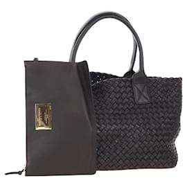 BOTTEGA VENETA INTRECCIATO Cabas PM Bag Leather Brown 141498 Auth am12100SAM - Bottega Veneta