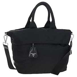 Borsa Reversibile PRADA Nylon 2way Nero Argento Auth 192253V