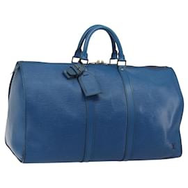 LOUIS VUITTON Epi Keepall 55 Boston Bag Blue M42955 LV Auth 191783A - Louis Vuitton