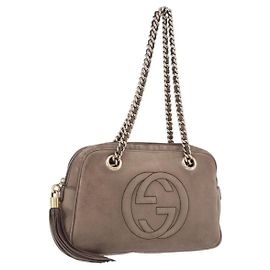 GUCCI Borsa a Spalla Interlocking in Pelle Beige Oro 308983 Auth bs36491
