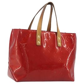 LOUIS VUITTON Monogram Vernis Reade PM Hand Bag Red Rouge M91088 LV Auth hk3973