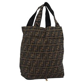 Borsa a Mano FENDI Zucca Canvas Nero Marrone Autentica 194961A