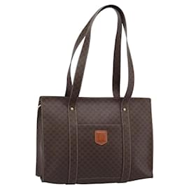 CELINE Macadam Canvas Tote Bag aus PVC und Leder Braun Gold Auth 194880A - Céline