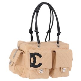 CHANEL Cambon Line Matelassé Boston Bag Pelle Rosa Argento CC Auth 193910SAV