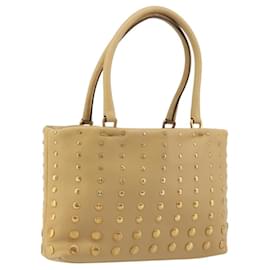 PRADA Studs Tote Bag Leder Beige Gold BN0181 Auth am12230V