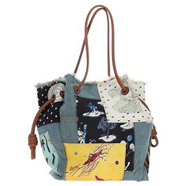 LOEWE x Paula's IBIZA Collection Flamenco Knots Denim Blue Brown Auth 167453V
