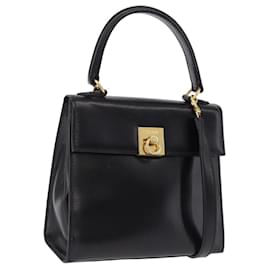CELINE Handtasche aus Leder 2way Schwarz Gold Auth 193583A - Céline