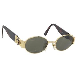 Gafas de Sol Gianni Versace Medusa de Plástico Marrón con Tono Dorado Auth BA14748