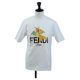 FENDI x FRGMT x POKEMON Dragonite T-Shirt Baumwolle Weiß Auth 167458M