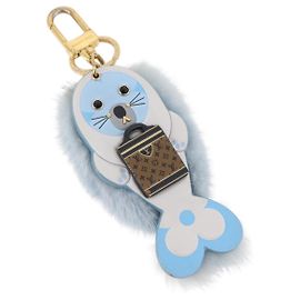 LOUIS VUITTON Llavero LV Seal Bag Charm Fur Light Blue M00550 LV Auth 194719M