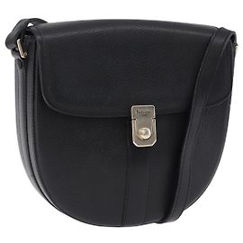 Borsa a Spalla Burberry in Pelle Nera con Dettagli Oro Auth bs36441