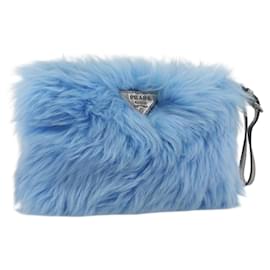 Clutch PRADA in Pelliccia Blu Argento Autentica 193790M - Prada