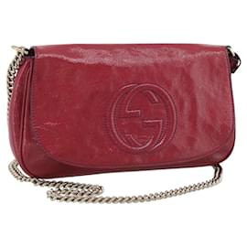 Borsa a Spalla GUCCI Soho Chain Patent Leather Pink Gold 336752 Auth bs36537