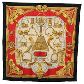 Sciarpa HERMES Carre 90 ÉTRIERS in seta nera Autentica 192451M - Hermès