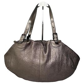Vintage Marni Schultertasche aus strukturierter Leder Metallic Taupe
