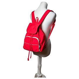 Vintage Courreges Nylon-Rucksack Rot Silberfarben