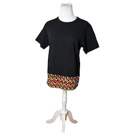 Camiseta de algodón estampada Vintage Comme Des Garcons Negra Multicolor M