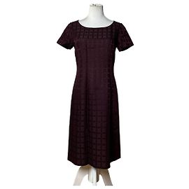 Vestido vintage Balenciaga con estampado abstracto granate M