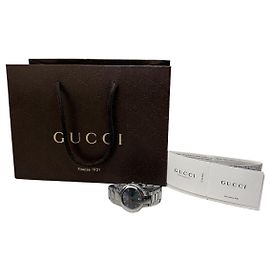 Orologio da Polso Vintage Gucci in Acciaio Inossidabile Argento Nero con Scatola