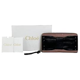 Chloé Vintage Chloe Ledergeldbörse Schwarz Blush Pink Goldfarben