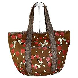 Autre Marque Tote in tessuto vintage Pucci stampa di rose e pois Marrone Rosso