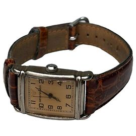 Orologio Vintage Emporio Armani in pelle con stampa coccodrillo Cream Brown