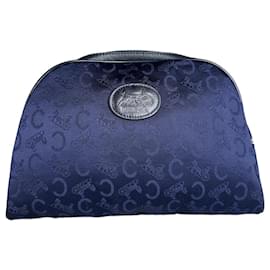 Céline Beauty case in tela rivestita Macadam Vintage Celine Blu Scuro