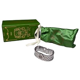Vintage Gucci GG Motif Armbanduhr aus Edelstahl Silber