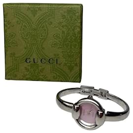 Vintage Gucci Stainless Steel Bracelet Watch Pink Dial Silver