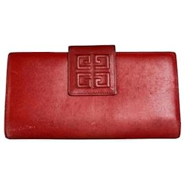 Vintage Givenchy Ledergeldbörse rot mit goldfarbenem Verschluss