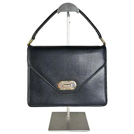 Vintage Courreges Handtas aus strukturierter Leder Schwarz Gold