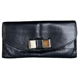 Chloé Cartera de cuero vintage Chloe negra plata