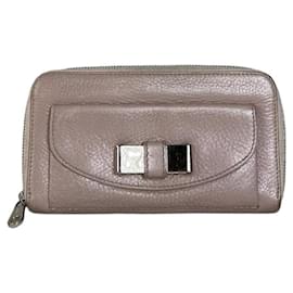 Chloé Cartera de cuero granulado vintage Chloe Rosa Blush Plata