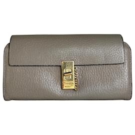Chloé Cartera Vintage Chloe de cuero granulado Taupe con detalles en tono dorado