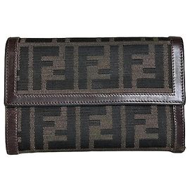 Portafoglio Vintage Fendi FF Monogram Canvas Marrone Nero