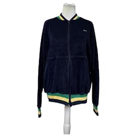 Jaqueta de veludo de algodão vintage Dior masculina Azul marinho Amarelo Verde L