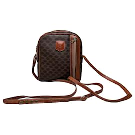 Sac bandoulière vintage Celine en toile enduite marron tan - Céline