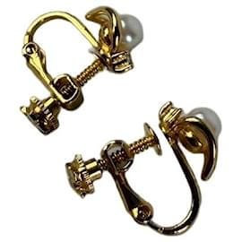 Brincos de pressão vintage Courreges com detalhe de pérola Ouro