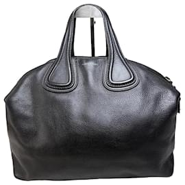 Bolso Tote Vintage Givenchy Nightingale en cuero negro y plata
