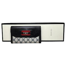 Portafoglio Vintage Gucci GG Supreme Nero Beige Oro